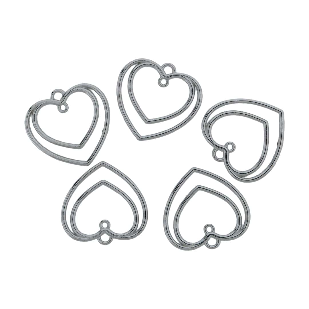 Crafteria Gold 5 In 1 Double Heart Bezels Set