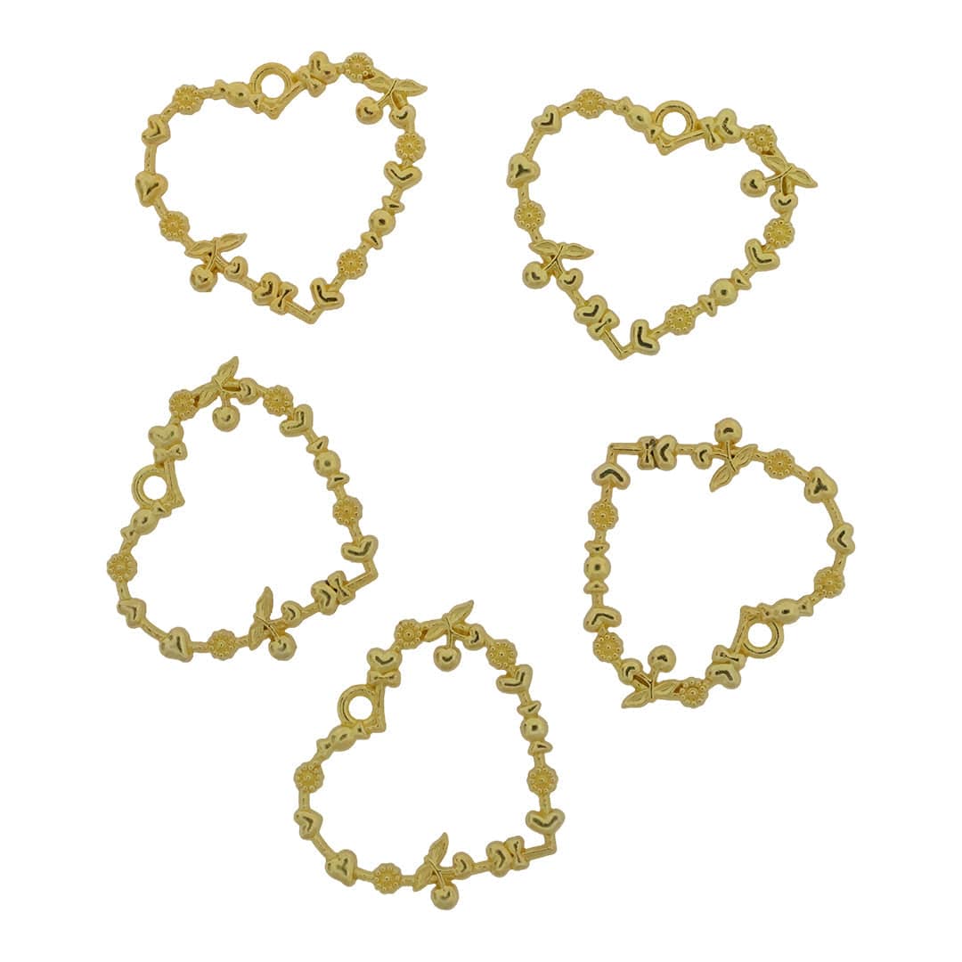 Crafteria Gold 5 In 1 Designer Heart Bezels Set
