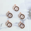 Crafteria BEZELS R.Gold 5Pcs Interlinked Round Charm Bezels With Black Enamel.