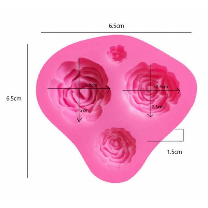 My Store Handmade Mould 4 Cavity Rose Flower Handmade Mould