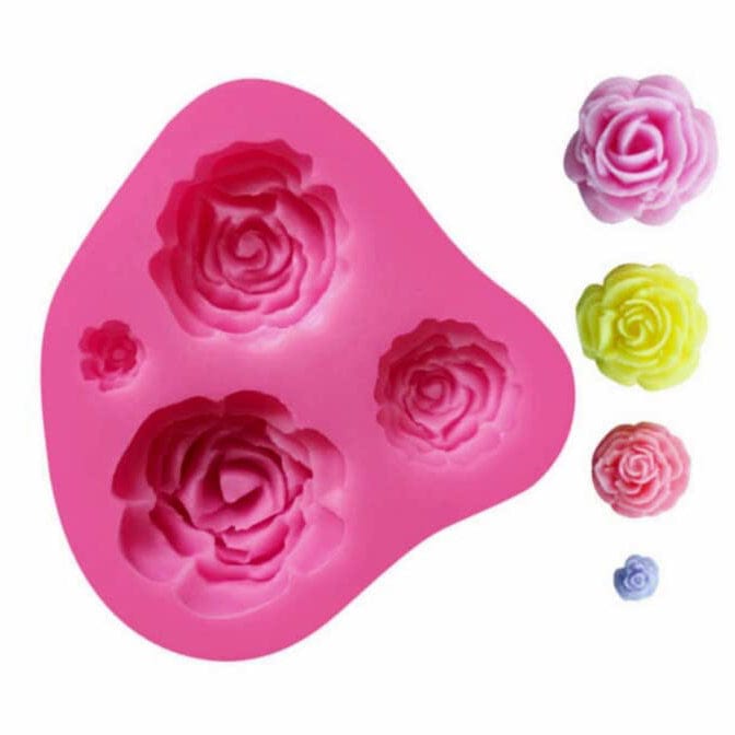 My Store Handmade Mould 4 Cavity Rose Flower Handmade Mould