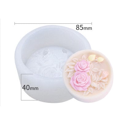 My Store Handmade Mould Round Rose & Leaf Emboss Candle Handmade Mould