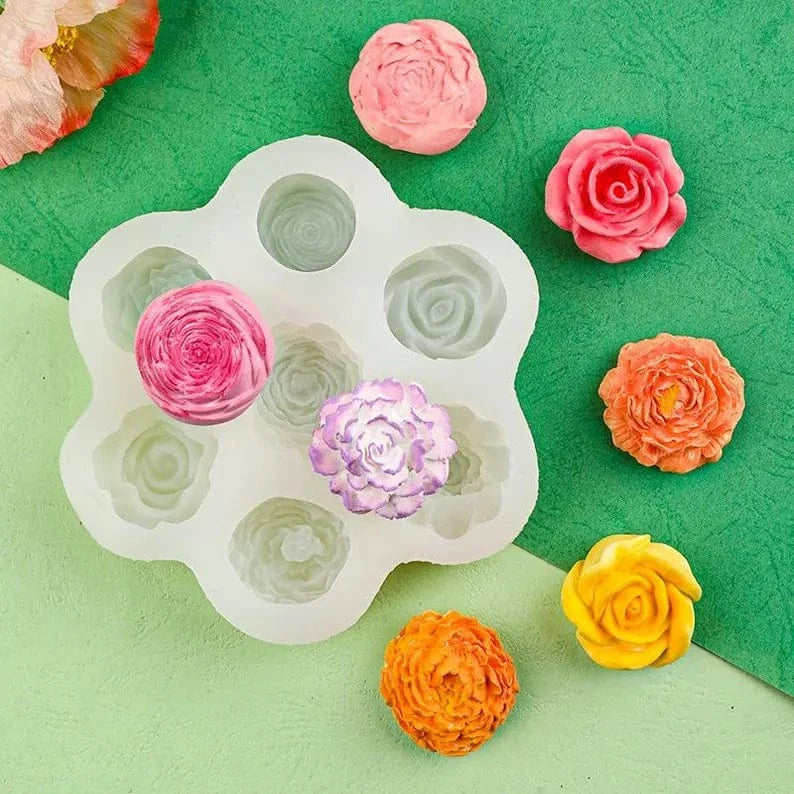 My Store Handmade Mould 6 Cavity 3D Flower Rose & Chrysanthemum Shapes Handmade Mould