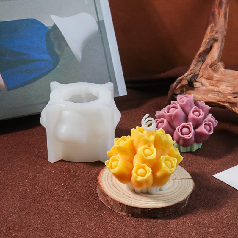 My Store Handmade Mould 3D Rose Bouquet - Floral Cluster Design Handmade Mould