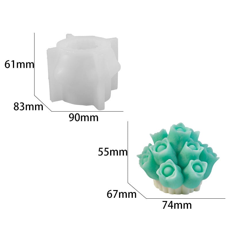 My Store Handmade Mould 3D Rose Bouquet - Floral Cluster Design Handmade Mould