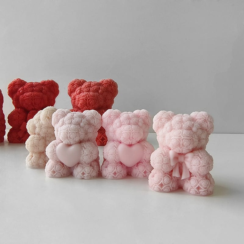 My Store Handmade Mould 3D Rose Flower Teddy Bear Shaped Candle Handmade Mould