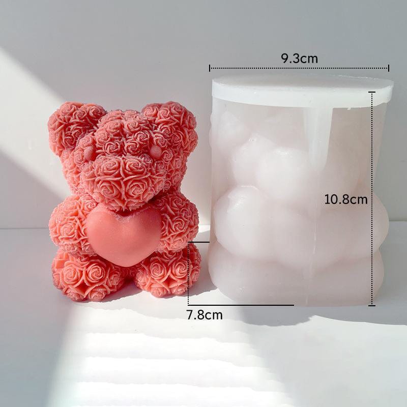 My Store Handmade Mould 3D Rose Teddy Bear Candle Handmade Mould