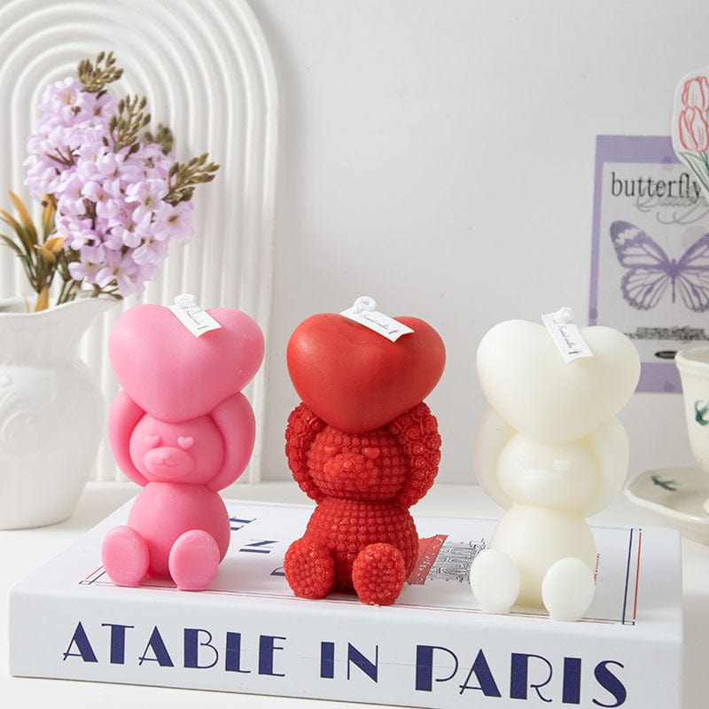 My Store Handmade Mould 3D Teddy With Holding Heart Handmade Mould