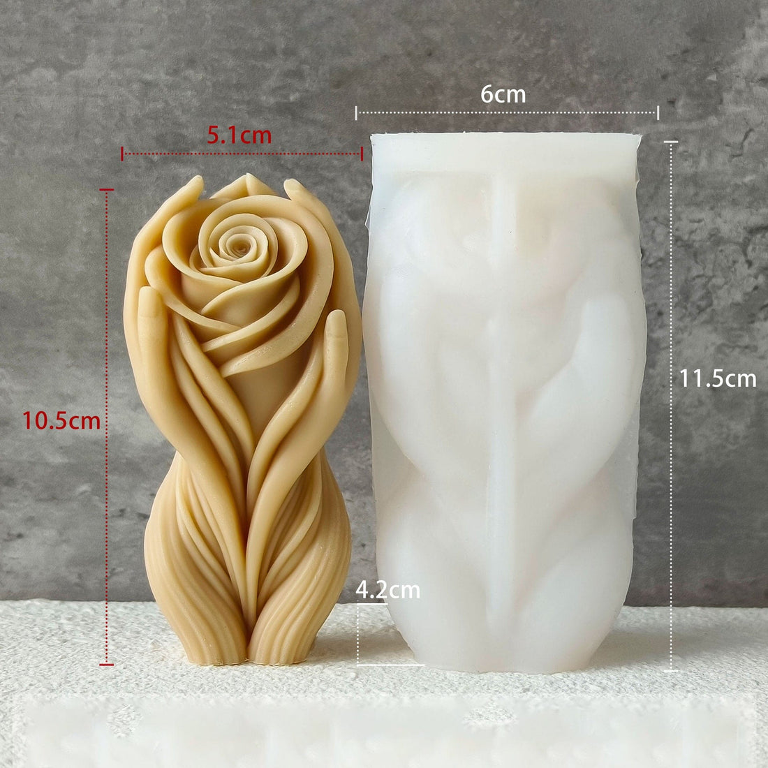 My Store Handmade Mould 3D Holding Rose Flower Candle Handmade Mould