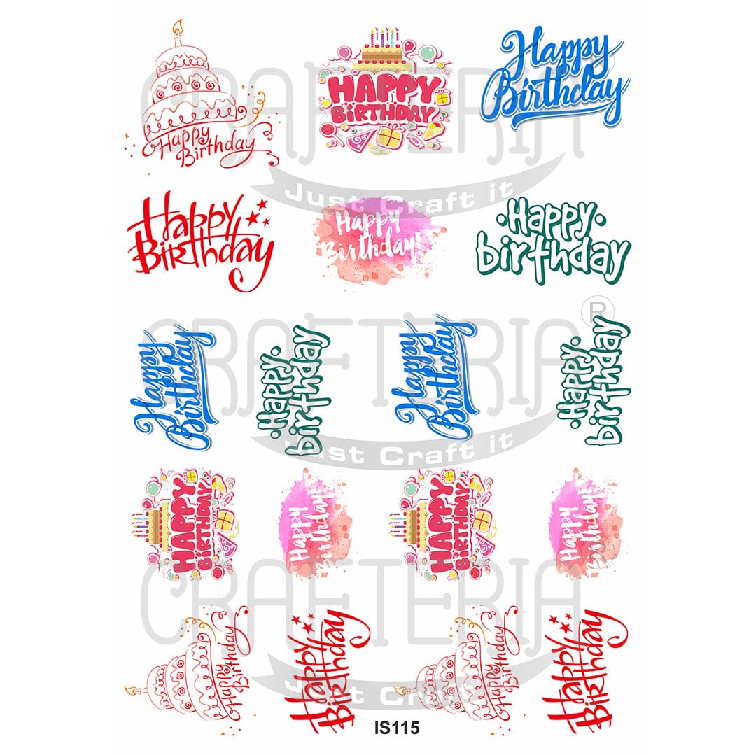Crafteria Happy Birthday Designs Insert Sheet (Transparent Sheet) IS115