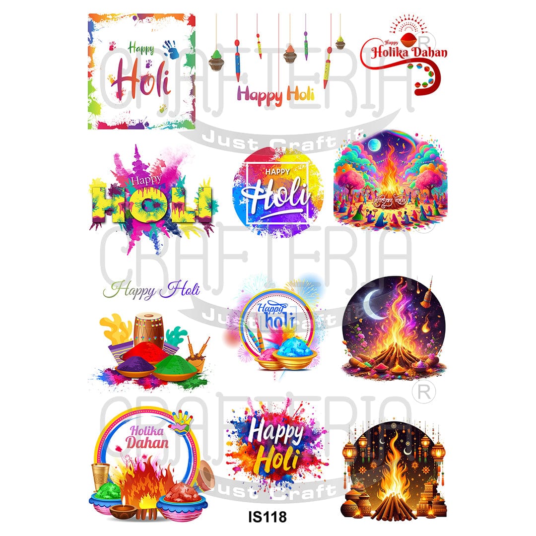 Crafteria Happy Holi Designs Insert Sheet (Transparent Sheet) IS118