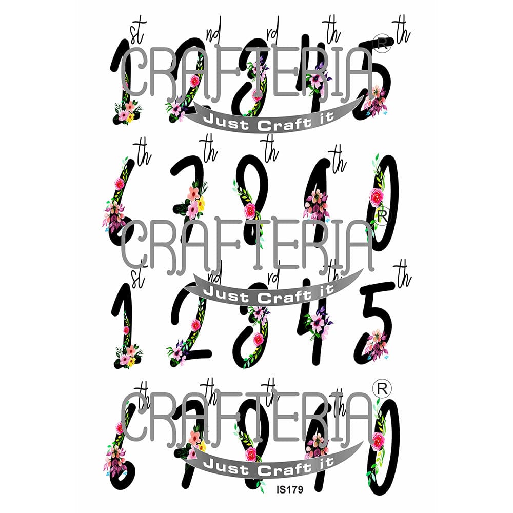 Crafteria Ordinal Numbers Designs Insert Sheet (Transparent Sheet) IS179