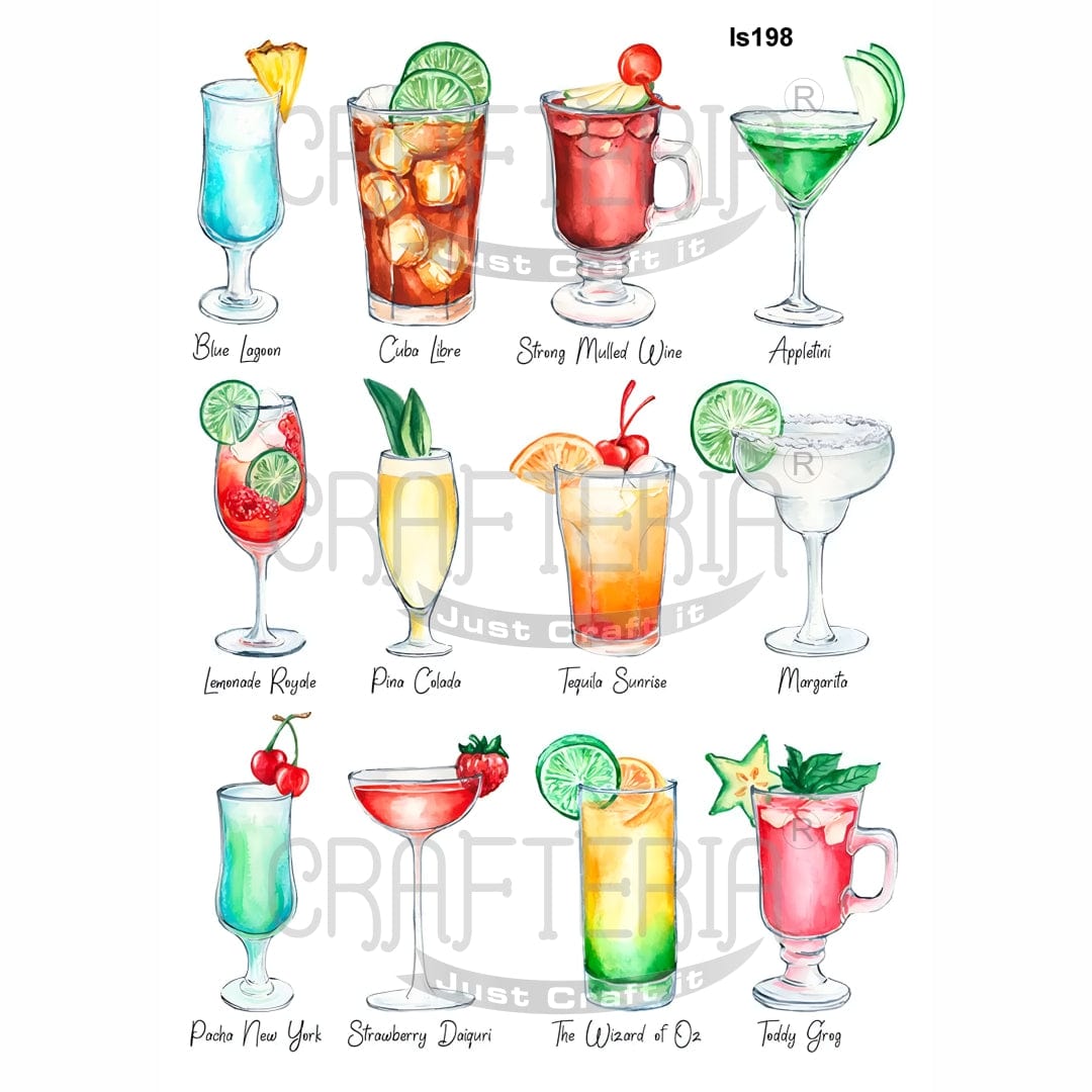 Crafteria Mocktail Designs Insert Sheet (Transparent Sheet) IS198
