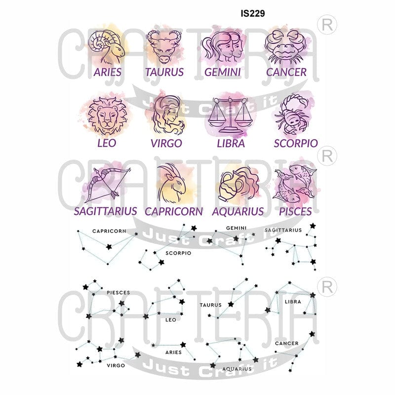 Crafteria Zodiac Sign Designs Insert Sheet (Transparent Sheet) IS229