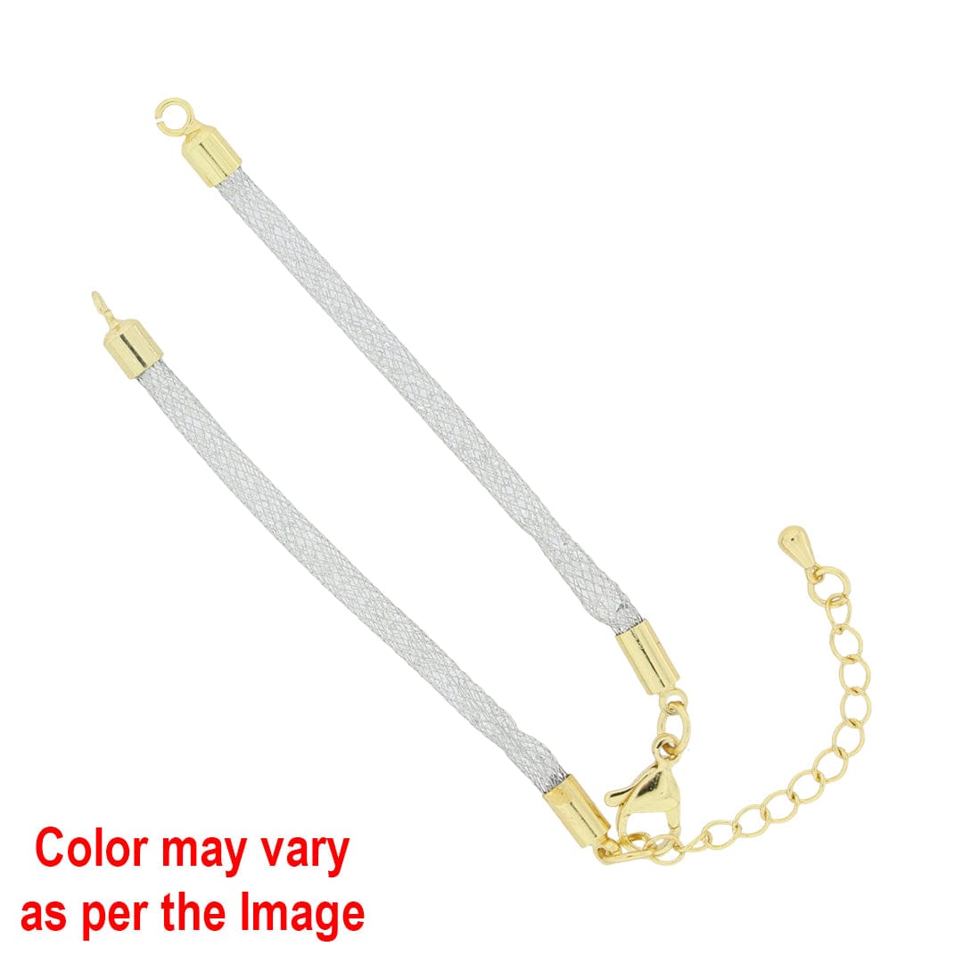 Crafteria Gold Mesh Chain Bracelet with Diamonds and Adjustable Clasp