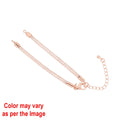 Crafteria Rose Gold Mesh Chain Bracelet with Diamonds and Adjustable Clasp