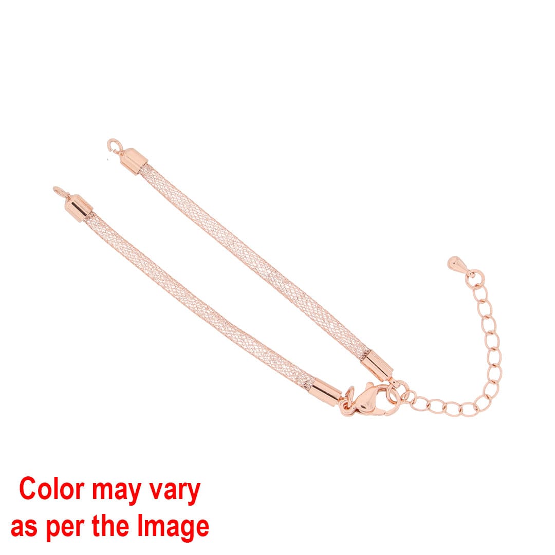 Crafteria Rose Gold Mesh Chain Bracelet with Diamonds and Adjustable Clasp