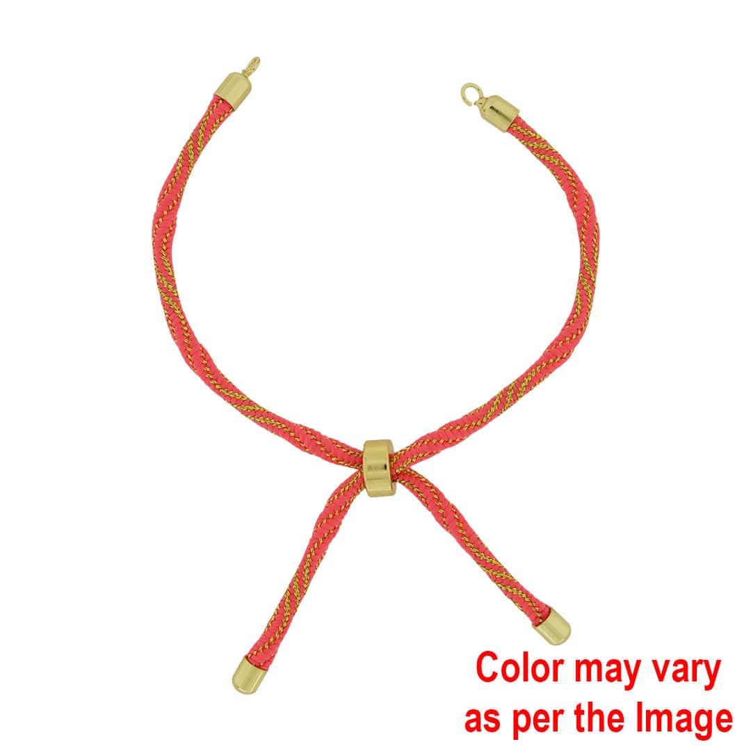 Crafteria Coral Colour And Gold Rope Bracelet With Adjustable Clasp