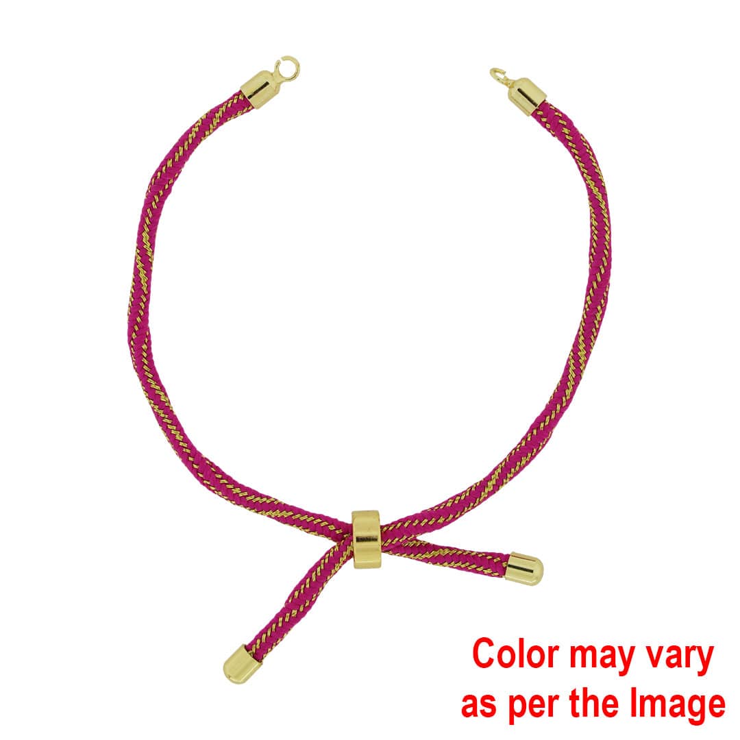 Crafteria Magenta Colour And Gold Rope Bracelet With Adjustable Clasp