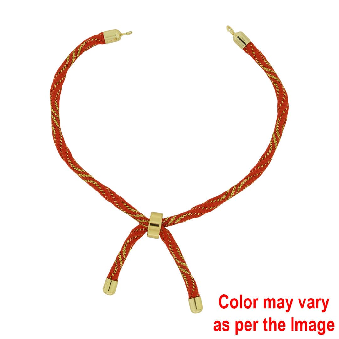 Crafteria Orange Colour And Gold Rope Bracelet With Adjustable Clasp