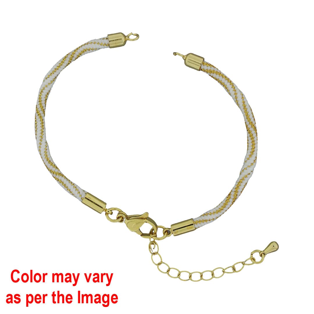 Crafteria D.Blue Colour And Gold Rope Bracelet With Adjustable Clasp