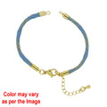 Crafteria Blue Colour And Gold Rope Bracelet With Adjustable Clasp