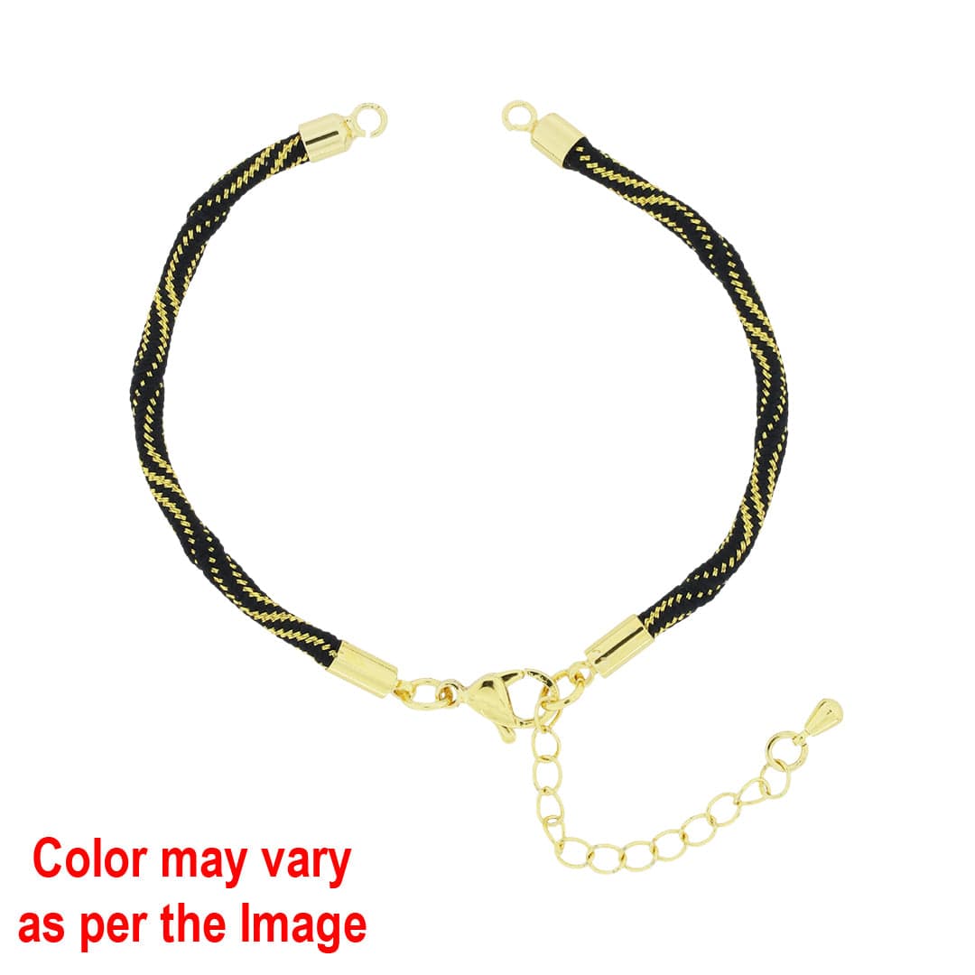 Crafteria Black Colour And Gold Rope Bracelet With Adjustable Clasp