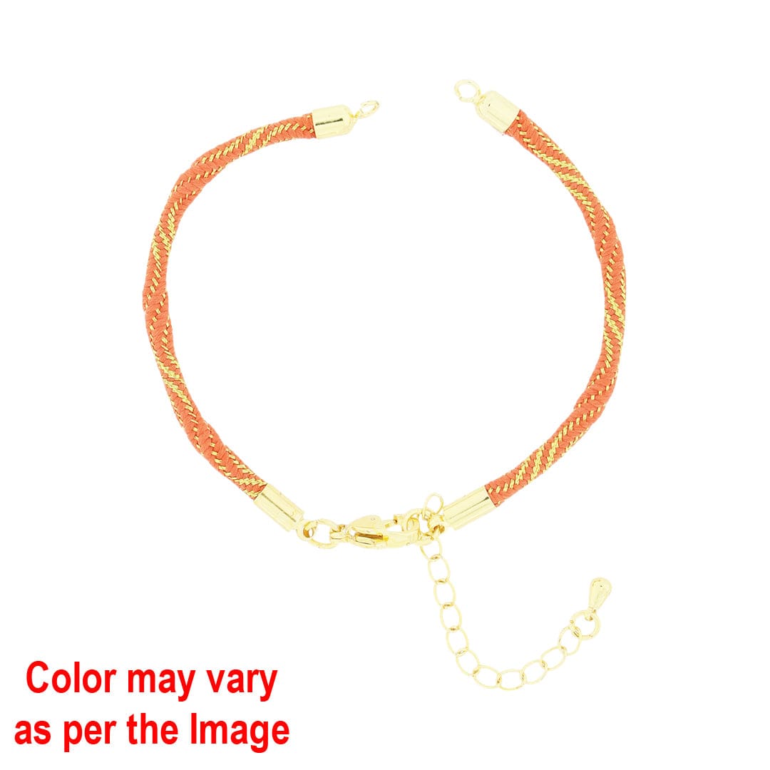 Crafteria Orange Colour And Gold Rope Bracelet With Adjustable Clasp