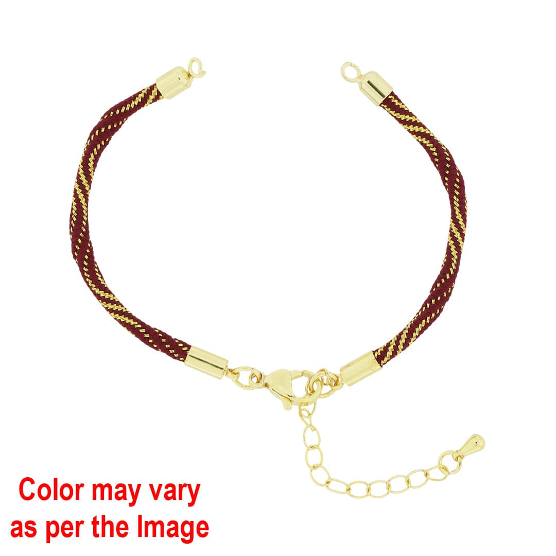 Crafteria Maroon Colour And Gold Rope Bracelet With Adjustable Clasp