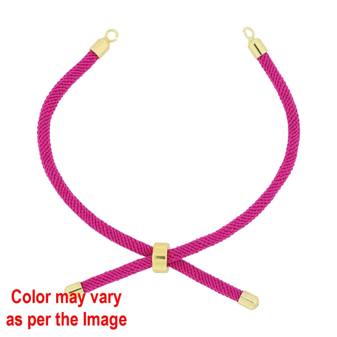 Crafteria Magenta Colour And Gold Rope Bracelet With Adjustable Clasp