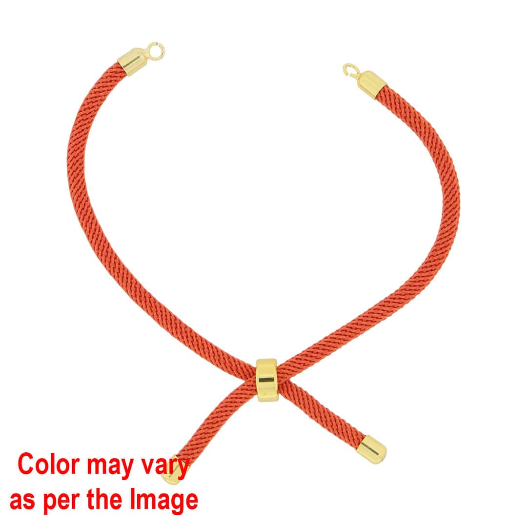 Crafteria Coral Colour And Gold Rope Bracelet With Adjustable Clasp