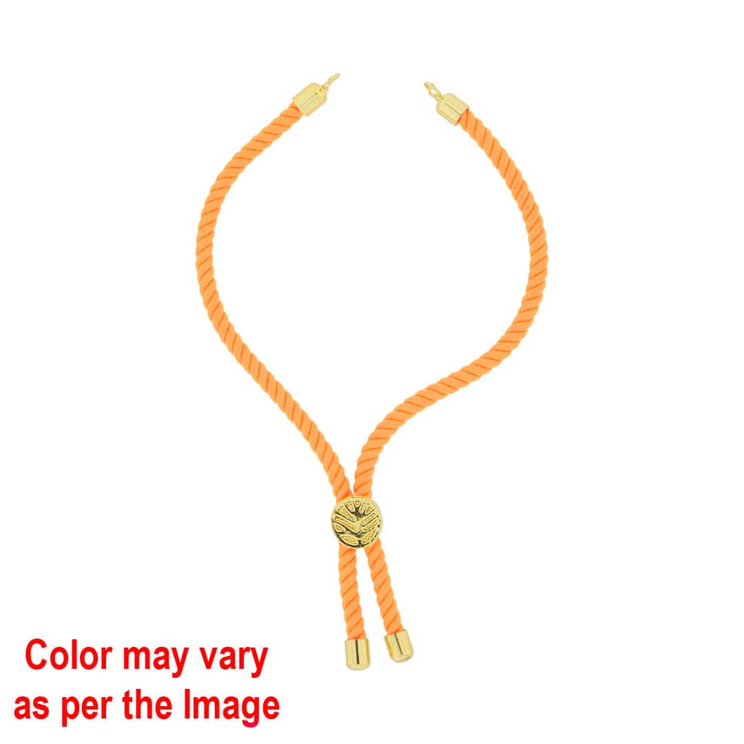 Crafteria L.Fluorescent orange Colour Rope Bracelet with Gold Accents and Centerpiece
