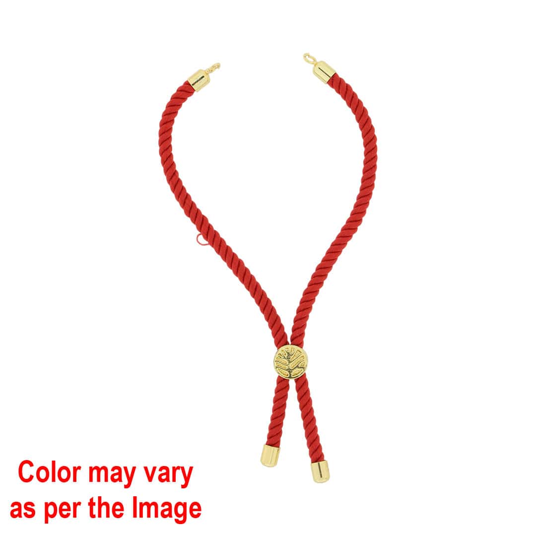 Crafteria Red Colour Rope Bracelet with Gold Accents and Centerpiece