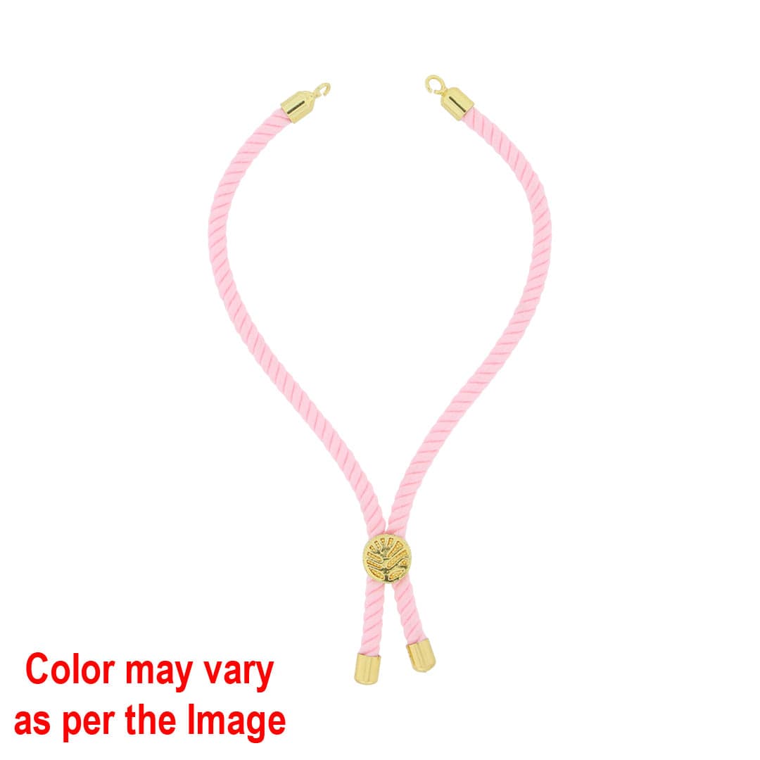 Crafteria Pink Colour Rope Bracelet with Gold Accents and Centerpiece