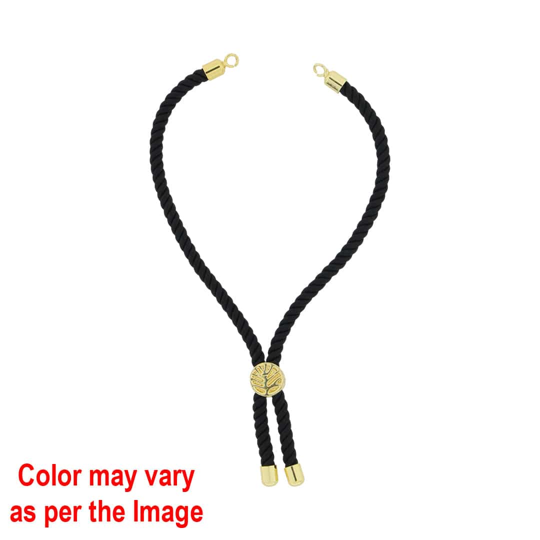 Crafteria Black Colour Rope Bracelet with Gold Accents and Centerpiece
