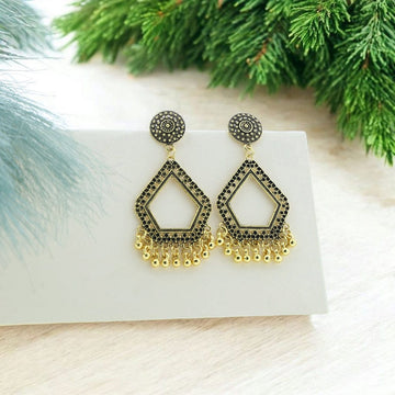 Crafteria Oxidized Gold Jhumka Design 2