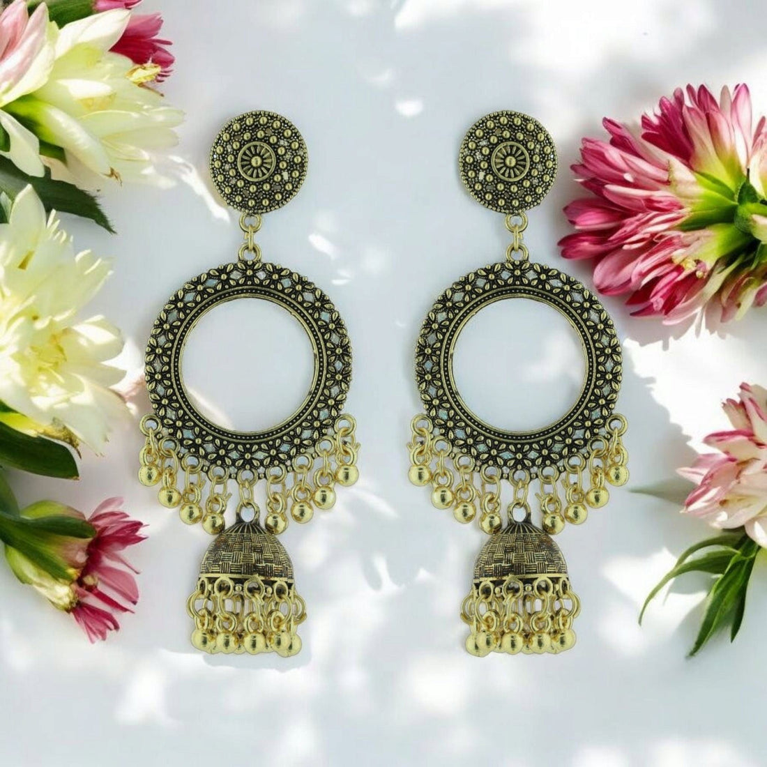 Crafteria Oxidized Gold Jhumka Design 7