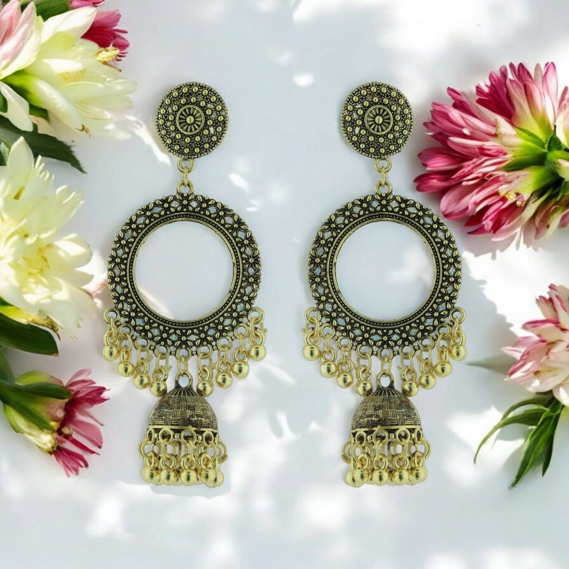 Crafteria Oxidized Gold Jhumka Design 7