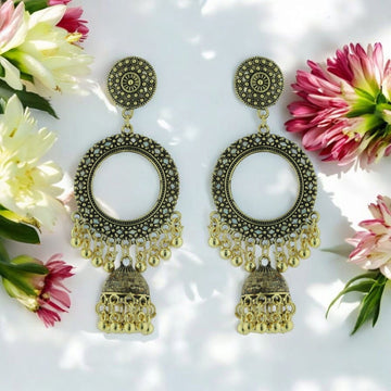 Crafteria Oxidized Gold Jhumka Design 7