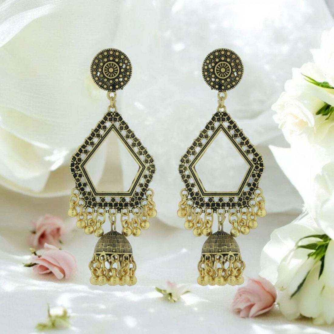 Crafteria Oxidized Gold Jhumka Design 11