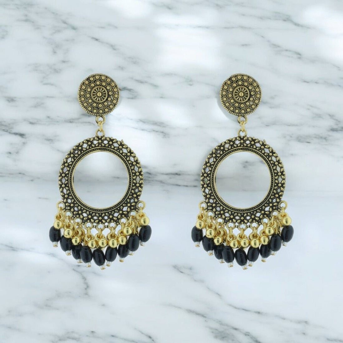 Crafteria Oxidized Gold Jhumka Design 12