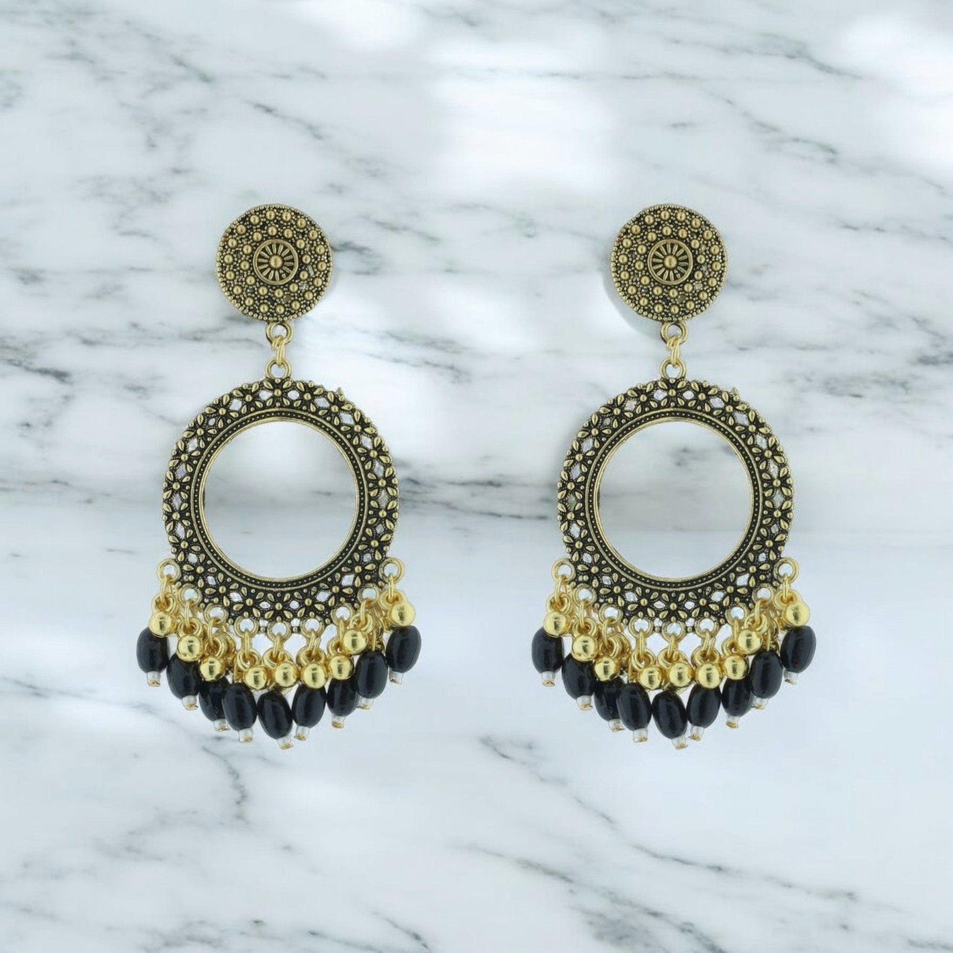 Crafteria Oxidized Gold Jhumka Design 12