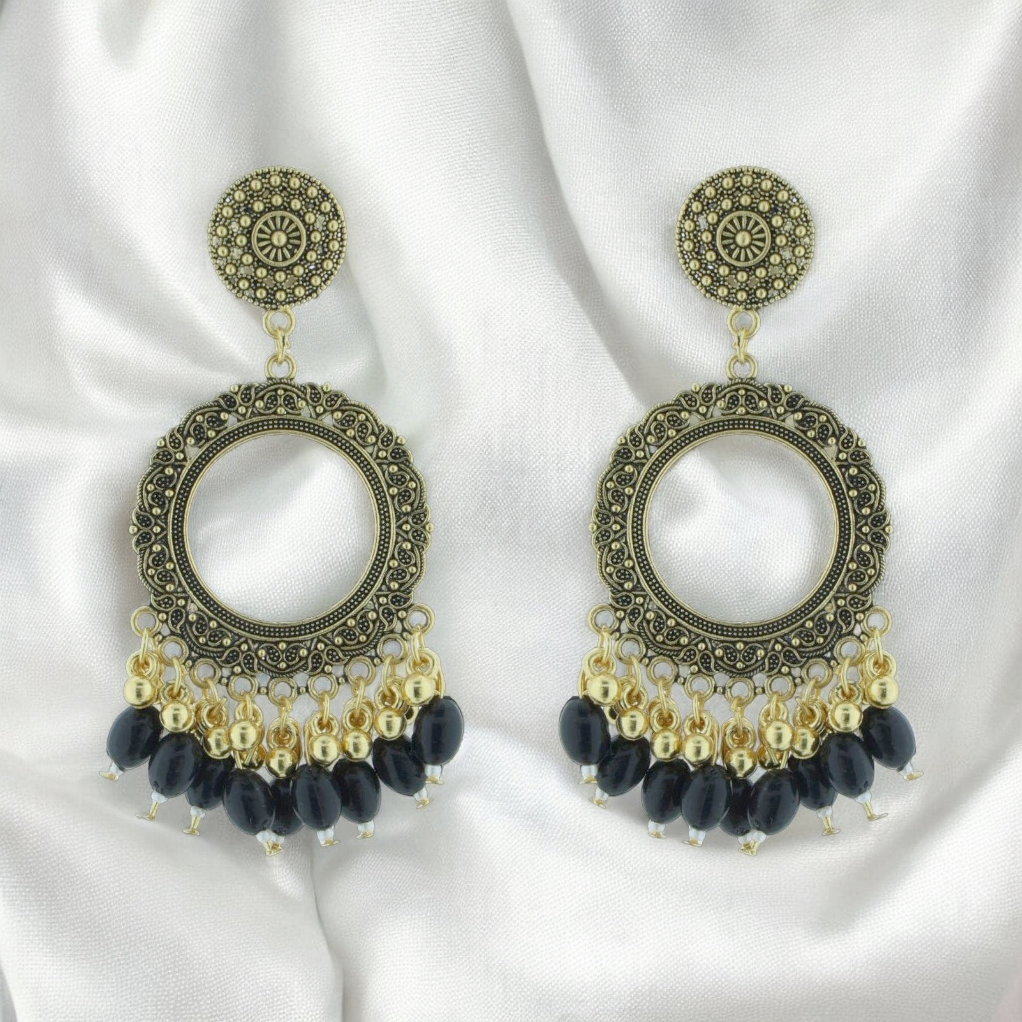 Crafteria Oxidized Gold Jhumka Design 13