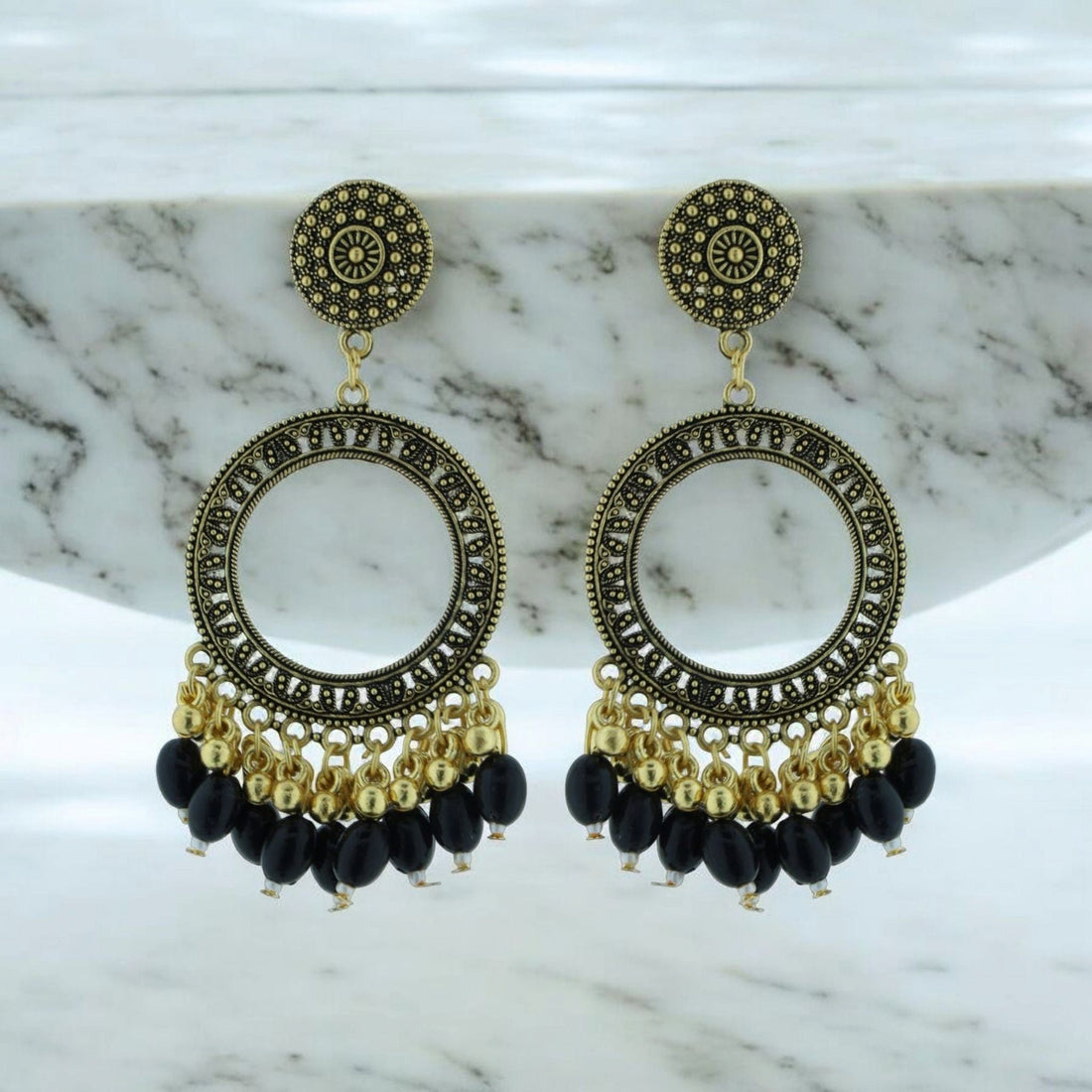 Crafteria Oxidized Gold Jhumka Design 14