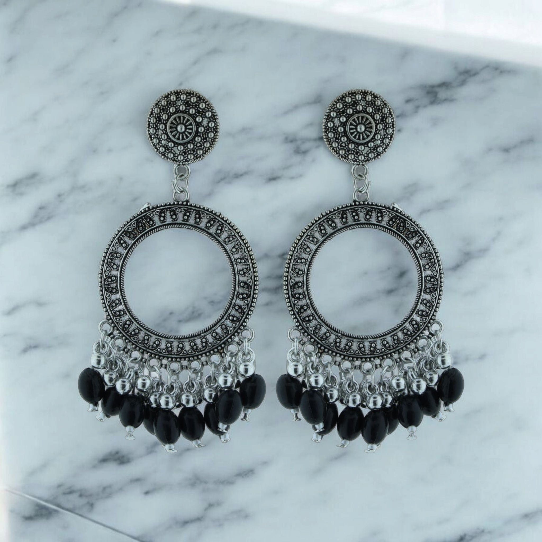 Crafteria Oxidized Silver Jhumka Design 14