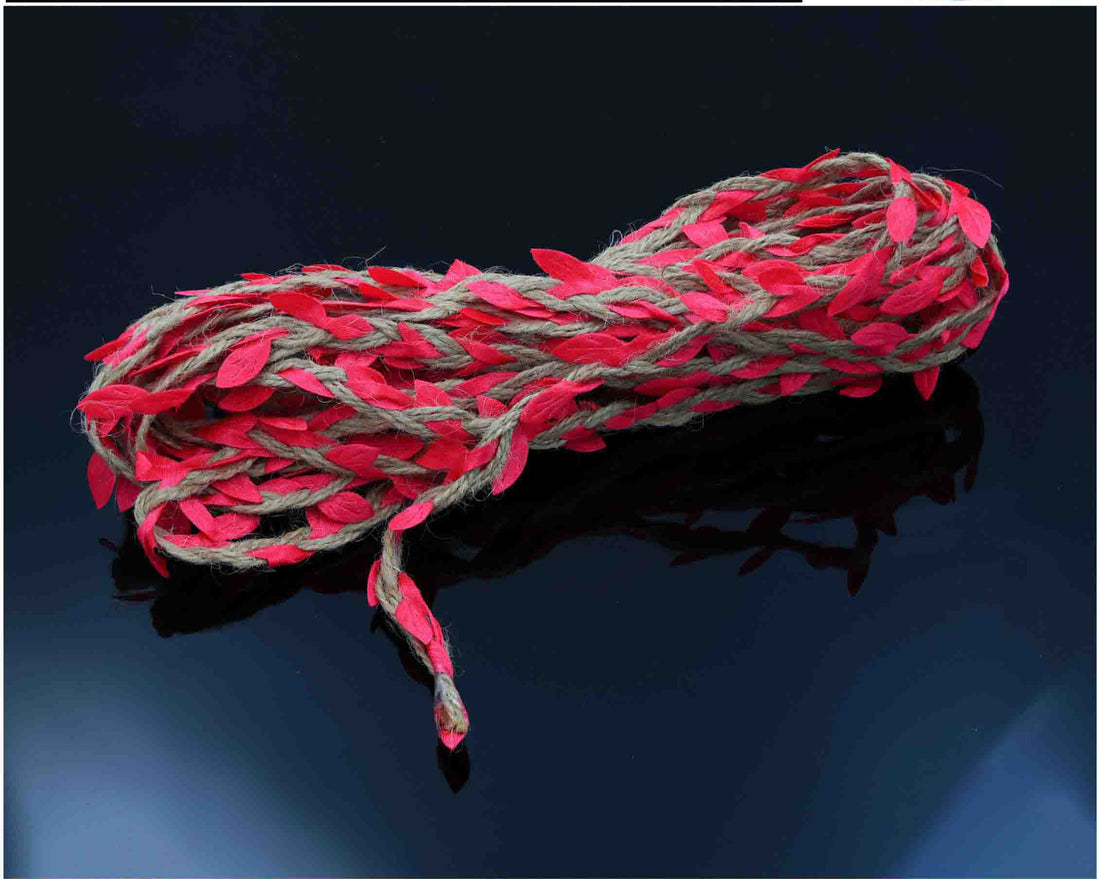 My Store JUTE DORE Jute Dore With Dark Pink Leaf