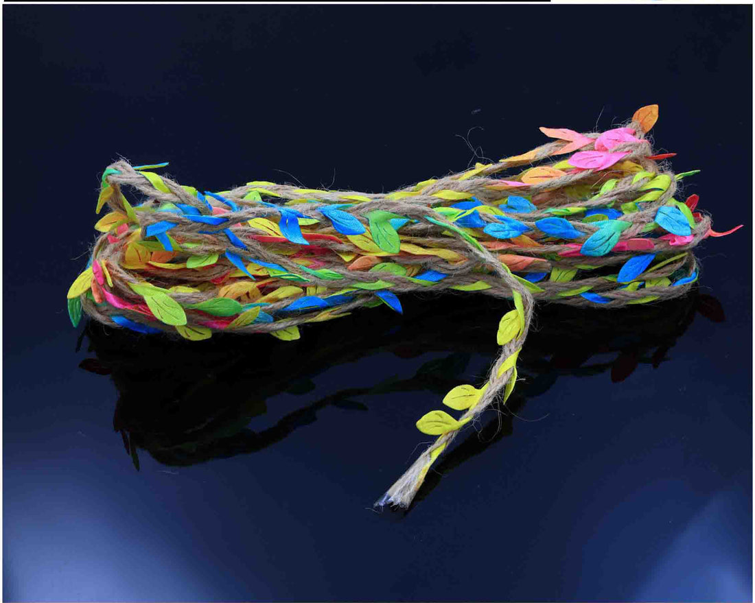 My Store JUTE DORE Jute Dore With Multi Colour Leaf