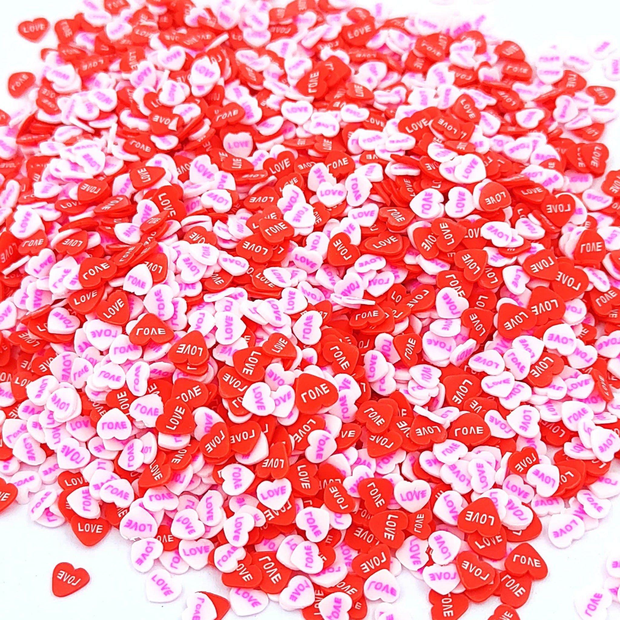 Heart Shape With Love Text Polymer Chips