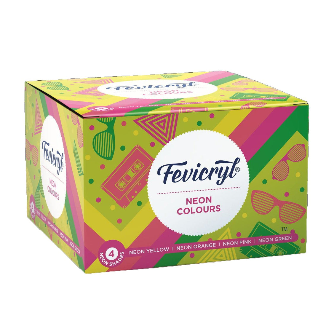 Crafteria Fevicryl Neon Colour Set | 4 Colour X 15ml