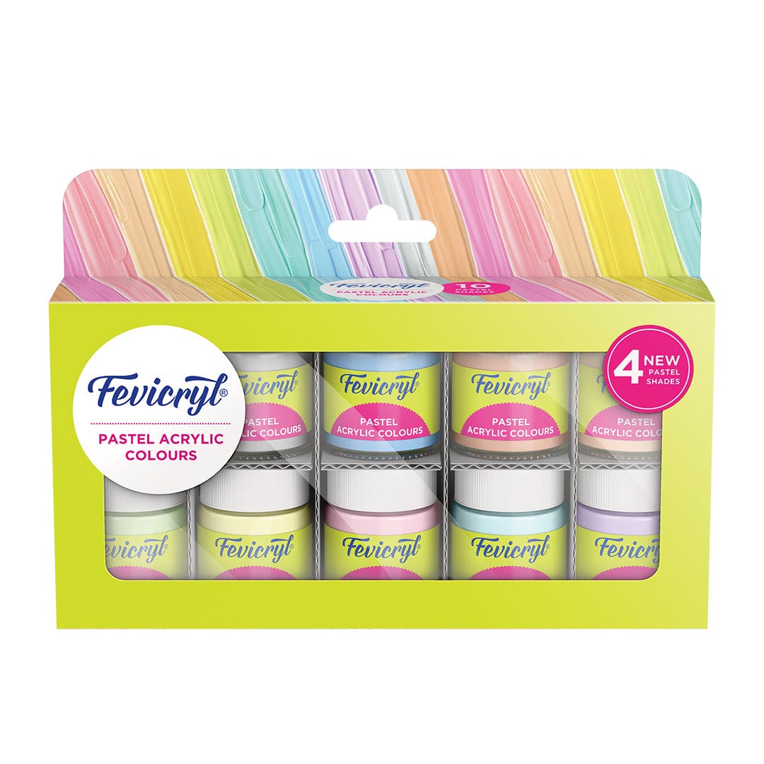 Crafteria Fevicryl Pastel Acrylic Colours | 10 Colours X 15 Ml